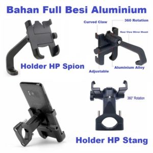 Holder HP Handphone Sepeda Motor Stand Hand Phone Senderan Dudukan Hape Alat Penyangga Spion Stang Besi Aluminium