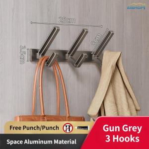[SG Seller]Aluminum Kitchen Bathroom Clothes Hook Storage Rack Household Clothes Hook Wall Hanging Black Clothes Hook