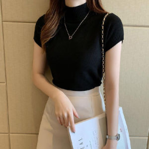 SL 036 / Atasan Wanita Kaos Turtleneck Blouse Korean Style /Baju Lengan Pendek Import