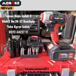 Mesin Impact Drill Baterai Monake 48Volt (2 Baterai) Cordless Brushless Mesin bor Portabel mini