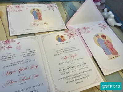[IN THEO YÊU CẦU] THIỆP CƯỚI CÓ BÌ- ÁNH KIM- CÓ MÙI THƠM HOT NHẤT MÃ STP513
