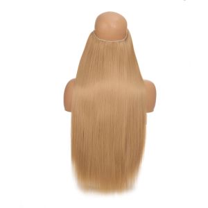 HUNIU Invisible Fishing Line Hair Extension Multi-Color Synthetic Ombre Layered Thick hair Fake Seamless Long Straight Wig Piece for Women