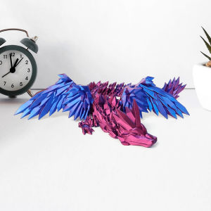 【Clementty】 3D Printed Feilong Living Room Ornaments Multi-jointed Movable Dragon With Wings Tabletop Home Decoration