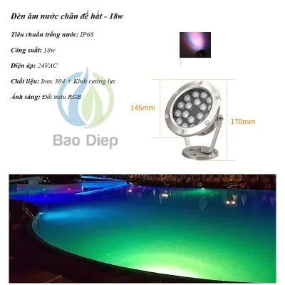 Đèn LED Âm Nước Dạng Chân Đế Đổi Màu RGB 24V Siêu Bền Siêu Sáng Đèn Dưới Nước Đèn Hồ Nước Đèn Trang Trí Hòn Non Bộ Đèn Trang Trí Bể Cá