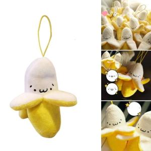 Vải lông sành điệu chuối Keychain với thiết kế vui nhộn cho sinh viên và Túi trẻ em quyến rũ Ba lô sáng tạo trang trí