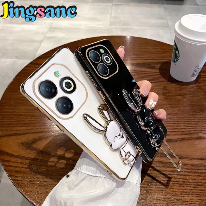 Jingsanc%20For%20Infinix%20Smart%208/Infinix%20Smart%208%20Pro%20Bracket%20Casing%20Electroplated%20Silicone%20Cute%20Phone%20Case%20With%20Rabbit%20Stand%20Holder%20Soft%20SiliconeTPU%20Back%20Cover%20a01-1%20-%20Image%202