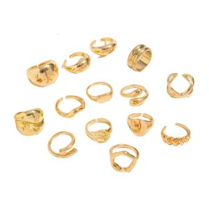 12PCS Hollow ngọc trai có dấu không phù hợp nhẫn có thể xếp chồng lên nhau nhẹ hợp kim chống xỉn hợp kim ngọc trai cô dâu