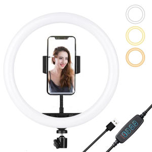26cm LED Selfie Ring Light Photography Fill Lamp Dimmable Fill RingLight Lamp With Phone Stand Holder For Live