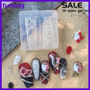 fufeng Rose Skull 3D Silicone Nail Art Mold Flower Floral DIY Transparent Template Nail Art Decoration Manicure Design Tool