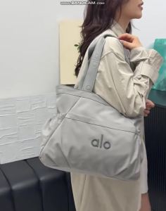 Alo Nylon Tote Bag Large Capacity Multi‑Pocket Shoulder Bag Waterproof Embossed Logo Casual Gym Travel Work Women Handbag