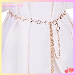 [KUNLIAN] ชุดเดรสผู้หญิงสายรัดเอวลายดอกไม้กลวงทำจากโลหะแฟชั่นชุดเดรสชุดเดรสเชิ้ตชุดสูทเข็มขัดตกแต่งโซ่ร่างกาย