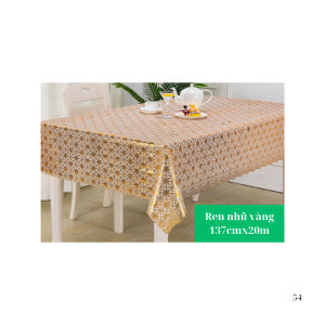 [ Khổ 137m ] Khăn trải bàn hoa ren vàngbạc bằng nhựa không thấm nước BÁN THEO TẤMđược chọn mẫu