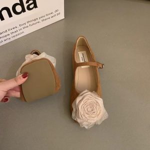 Spring and Autumn New Fairy Style Flowers French Toe Semi-slippers Womens Shoes Lazy Temperament Sandals