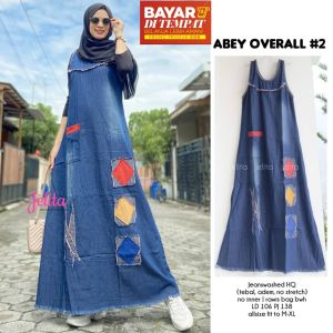 Overall Jeans Abey Jumpsuit Jumbo XXL Korea Rok Wanita Panjang Dress