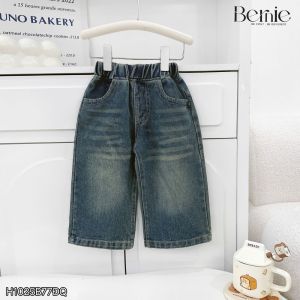 Quần jean quần denim dài ống suông STREET wash mài nhẹ cho bé trai bé gái 9tới 25kg BERNIE H1025B77Đ