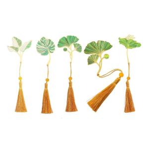 5 Pcs/Set Creative Book Markers Metal Reading Bookmarks Leaf Shape Page Markers Chinese Style Bookmarks for Book Lovers