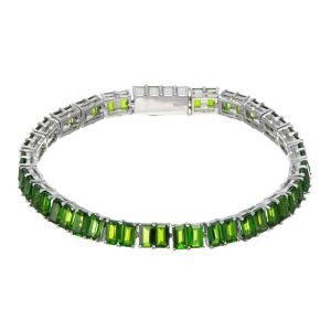 BOSEOK Chrome diopside Rhodium Over Sterling Silver Bracelet 16.1ctw B4152