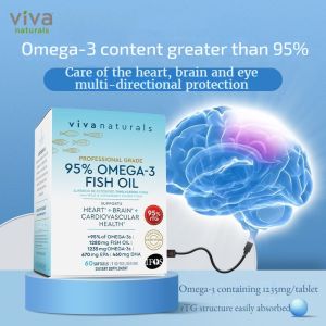 Viva Naturals -3 Fish Oil 60 Capsules/ 95% Pure Formula Supports Heart and Brain Health