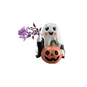 MNTT Handmade Decorations Halloween Pumpkin Ghost Figurine Unique Resin Halloween Party Decoration Ghost Sculpture Funny Pumpkin  Statue Spooky Gift