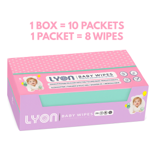 LYON Baby Wipes (8 Sheets Travel Size | Pocket-Friendly) – Extra Soft | Aloe Vera & Vitamin E | Alcohol-Free Paraben-Free & Sulfate-Free Formula | Microwavable