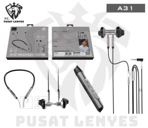 A31 - Handsfree Bluetooth LENYES A31 Earphone Bluetooth + Headset Kabel Hybrid 2 in 1 Hifi Stereo Bass Audio IEM Handsfree