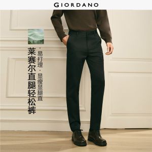 GIORDANO Men Pants G+ Embroidery Easy-Care Straight Pants Mid Rise Regular Fit Fashionable Casual Pants 01116079