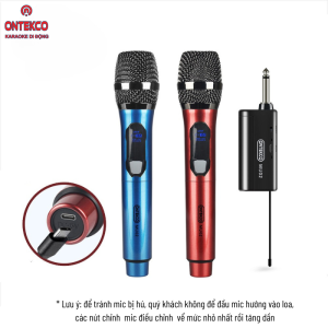 Micro karaoke không dây đa năng cho mọi loa kéo âm ly mixer  ontekco  tần số uhf- cao cấp cố định  chống hú  tốt pin sạc