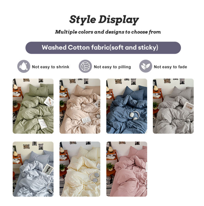 Dansunreve%20Washed%20Cotton%20Duvet%20Cover%20Single%20Queen%20Plain%20Quilt%20Cover%20Grey%20Blue%20Coffee%20Khaki%20Pink%20Quilt%20Cover%20King/Super%20King%20-%20Image%204