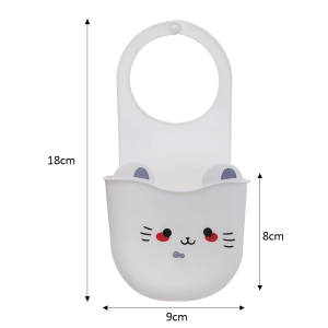 YESPERY White Cartoon Cat Hanging Basket Soft Snap Fastener Faucet Sponge Holder Silicone Sink Hanging Storage Bag Faucet