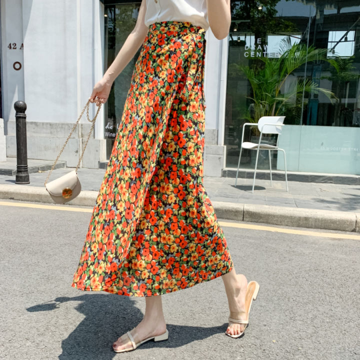 Korean floral maxi skirt best sale