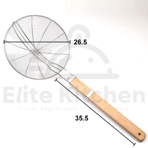 Elite Kitchen - Stainless Steel Frying Oil Strainer Wood Handle Sejat Minyak Skimmer Tapis Minyak Food Colander Sejat