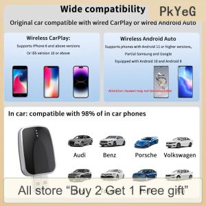 [COD] PkYeG Tool 2in1 Wireless CarPlay Android Auto Adapter AI Mini Box PlugPlay Automatic Connection Compatible With 99% Of Cars For Car Radio