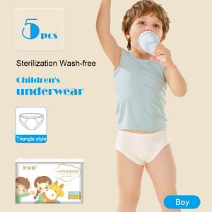 🚀 SG Local🚀 5pcs/Pack Childrens Disposable Panties Disposable Underpants Travel Convenient Portable Pure Cotton Baby Kids Briefs