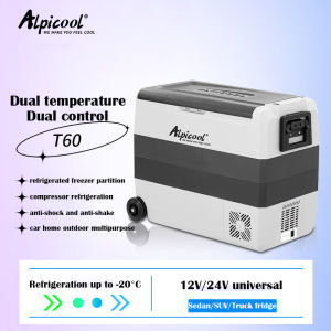 Alpicool Car Refrigerator T60 Car Home Dual-use Dual-temperature Dual-control Freezer 12V 24V Mini Fridge -20℃ Make Ice