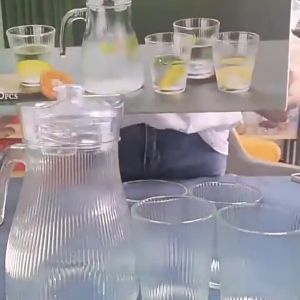 Drinking Glass Serving Jug With Lid Water Pitcher Set Drink Jag Glass Water Jug Air Jar Jus Kaca 凉水壶