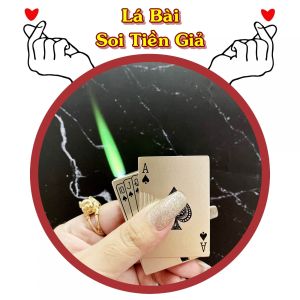 Bật Lửa Khè Hình Lá Bài Có Đèn Soi TI-ỀN GI-Ả (Kim Loại) - (Xài Gas) #Đen