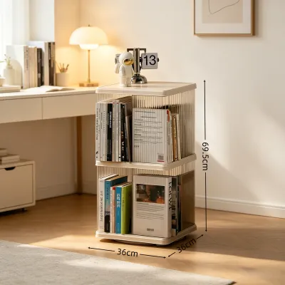 【MOHO.SG】360° Rotating Bookshelf Floor Storage Rack Home Transparent MultiLayer Student Book Cabinet