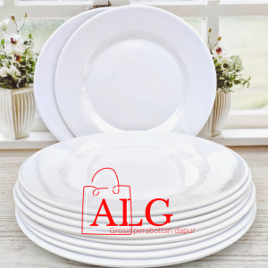 12PCS PIRING PRASMANAN MELAMIN BULAT CEPER DATAR 10INCH MELAMIN TEBAL KUAT DAN KOKOH