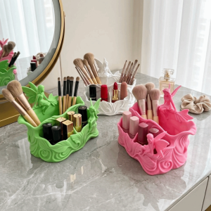 OKDEALS01 3D Printed Elf Storage Box Multi Grid Cute Makeup Brush Holder Practical Decorative Jewelry Storage Tray for Living Room