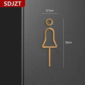 [COD] SDJZT สีดำทองสีห้องน้ำป้ายจานทองเหลืองล้างห้องประตูสติกเกอร์ WC Holder signage BOARD