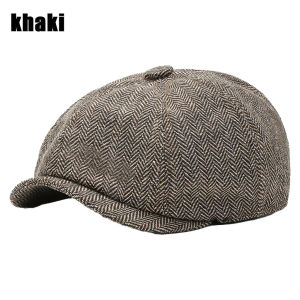 Women Newsboy Caps New Retro Herringbone Beret Hat Men Fashion Linen Cap for Spring and Autumn