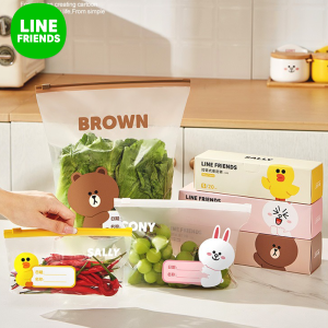 100% Thiệt Line Friends Túi Có Khóa Kéo Bảo Quản Thực Phẩm Túi Có Dây Kéo Chịu Nhiệt Có Thể Giặt Được Túi Kín Có Thể Tái Sử Dụng Túi Giữ Tươi Chất Liệu Cấp Thực Phẩm Túi Ziplock Dày Trong Gia Đình Túi Nhựa Bảo Quản Tủ Lạnh Brown Sally CONY LFB41