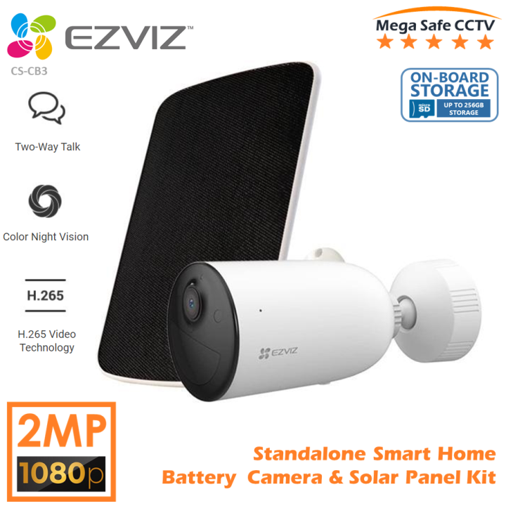 EZVIZ Wireless Battery-Powered Security Camera Outdoor, Smart Human Motion Detection, Solar Panel, Color Night Vision, 1080P, Weatherproof, Two-Way