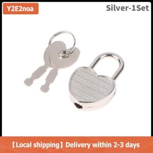 【Local shipping】 1Set Heart Shape Padlocks Mini Luggage Hardware Locks With Key Lock For Travel Wedding Jewelry Box Diary Book Suitcase