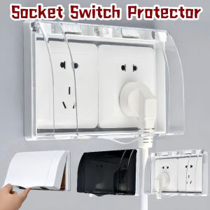 DEWYBABE Double Socket Switch Protector Waterproof Electric Plug Cover Self-adhesive Bathroom Safety Protect
