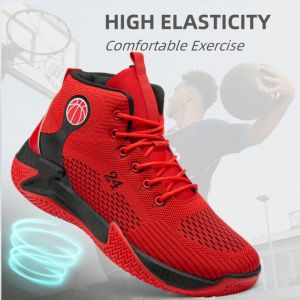 Mens High Cut Basketball Sneakers Sports Sapatos Rubber Basketball Shoes for Men High Top Comfortable Running Training Sneaker