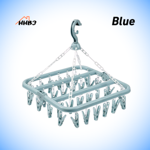 HHB3 32 Clips Folding Hanger Plastic Portable Drying Rack Windproof Clothes Organiser Rotatable Underwear Socks Fastship