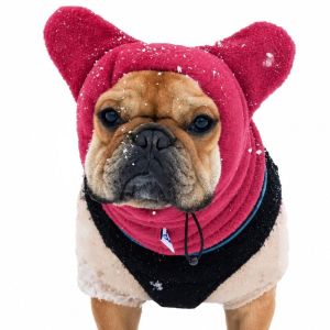 WENKEN Solid Color Dog Head Cover Adjustable Fleece Dog Warm Hat Cozy Winter Windproof Dog Ear Hoodie Pet Supplies