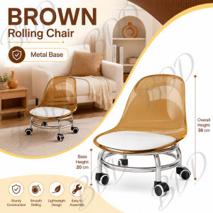 【Silent】Low Roller Seat Stool Pedicure Stool Portable Small 360° Rotating Rolling Stool Swivel Chair Pulley Wheel Stool