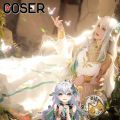 【COSER 77】Genshin Impact The Greater Lord Rukkhadevata Cosplay Costume Nahida Water Spun Yarn Dress Wig Ear Tattoo Necklace Hairpin Sumeru. 
